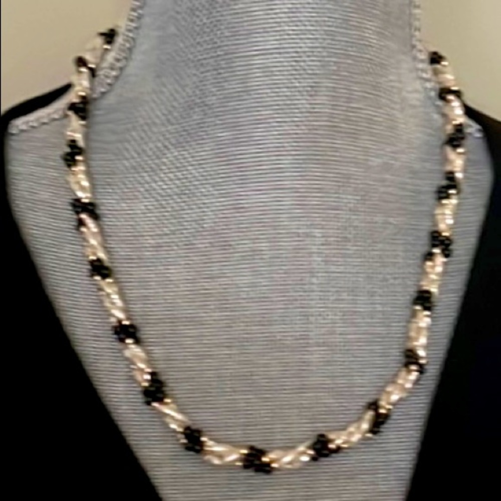 14K Gold, Pearl & Onyx Beads